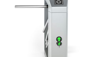 Automatic turnstile on white background